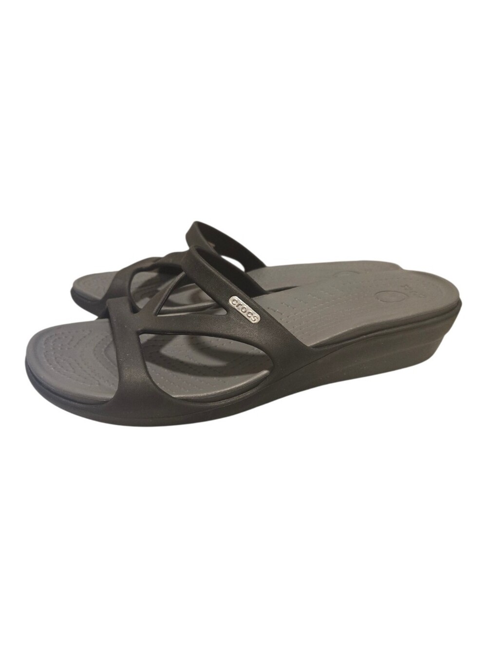 Crocs Black Hilga Strappy Wedge Slip-On Sandals Women's Size 9